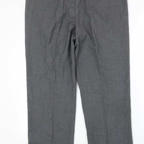 Burton Mens Grey Striped Polyester Dress Pants Trousers Size 36 in Regular Zip