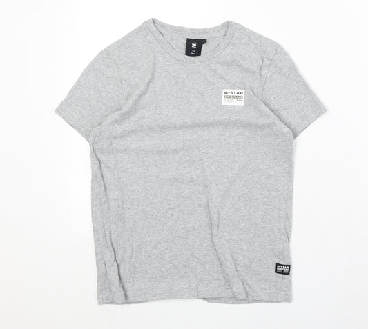 G-Star Boys Grey 100% Cotton Basic T-Shirt Size 12 Years Round Neck Pullover