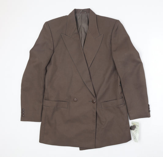 Classic Womens Brown Polyester Jacket Suit Jacket Size 12