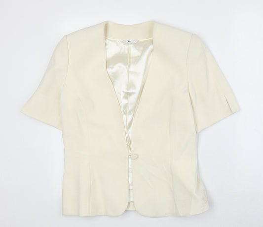 Klass Womens Ivory Polyester Jacket Blazer Size 12