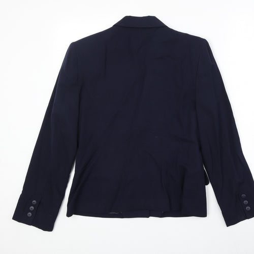 Elliott Lauren Womens Blue Polyester Jacket Blazer Size 8