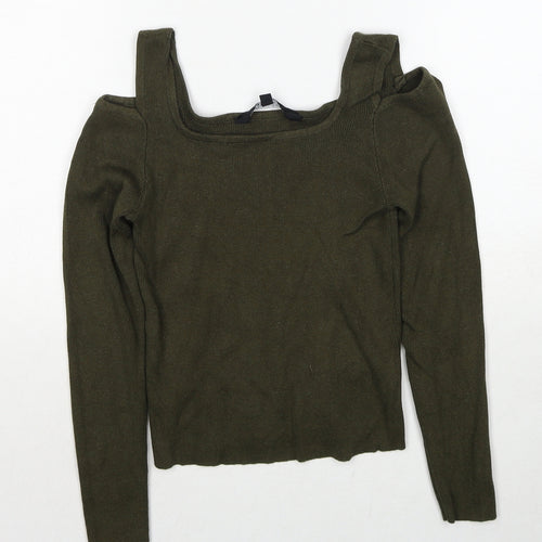 New Look Girls Green Scoop Neck Viscose Pullover Jumper Size 12-13 Years Pullover - Cold Shoulder