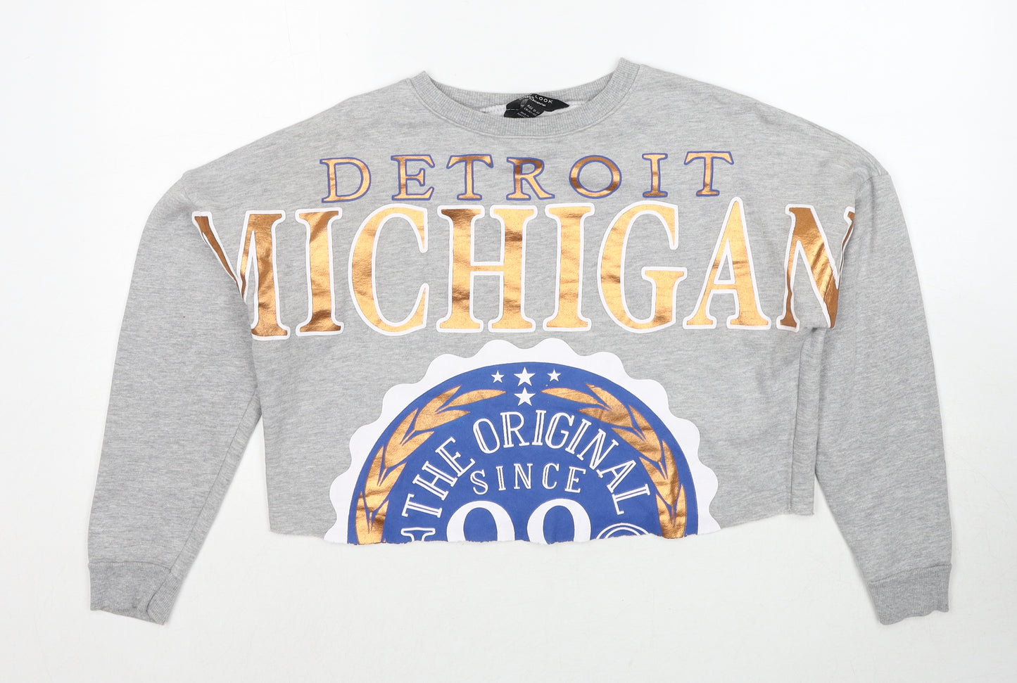 New Look Girls Grey Cotton Pullover Sweatshirt Size 12-13 Years Pullover - Detroit Michigan