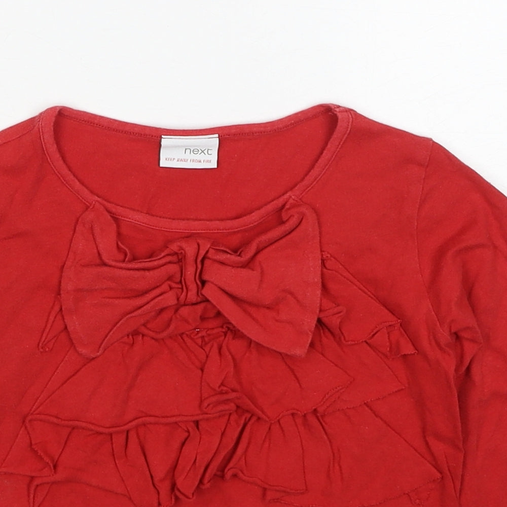 NEXT Girls Red Cotton Basic T-Shirt Size 6 Years Round Neck Pullover