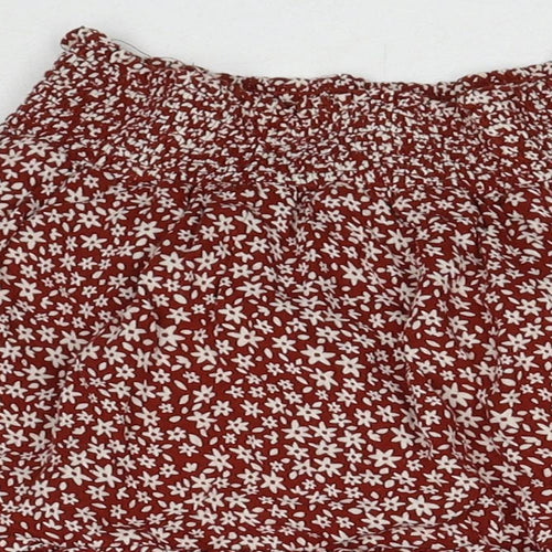 NEXT Girls Red Fair Isle Viscose A-Line Skirt Size 9 Years Regular Pull On
