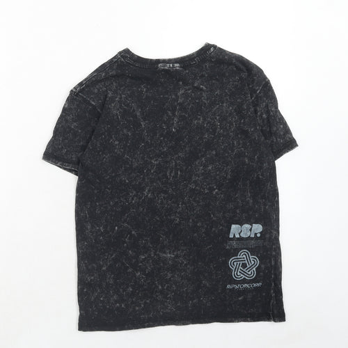 Ripstop Boys Black Cotton Basic T-Shirt Size 7-8 Years Round Neck Pullover