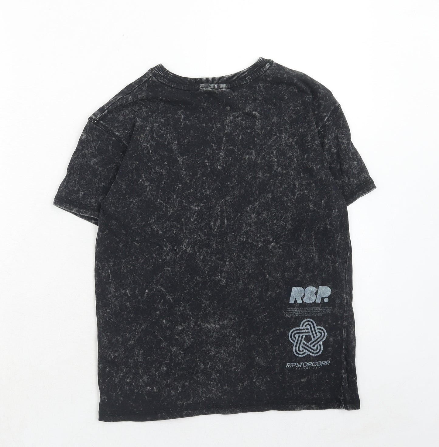 Ripstop Boys Black Cotton Basic T-Shirt Size 7-8 Years Round Neck Pullover