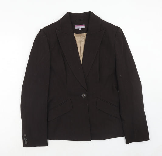 Esprit Womens Brown Polyester Jacket Suit Jacket Size 12
