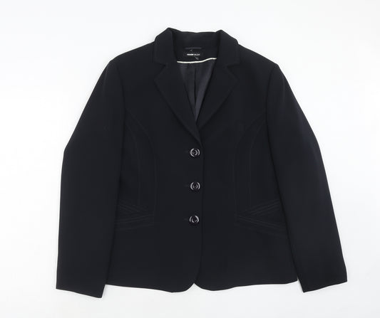 FRANK WALDER Womens Blue Polyester Jacket Suit Jacket Size 16