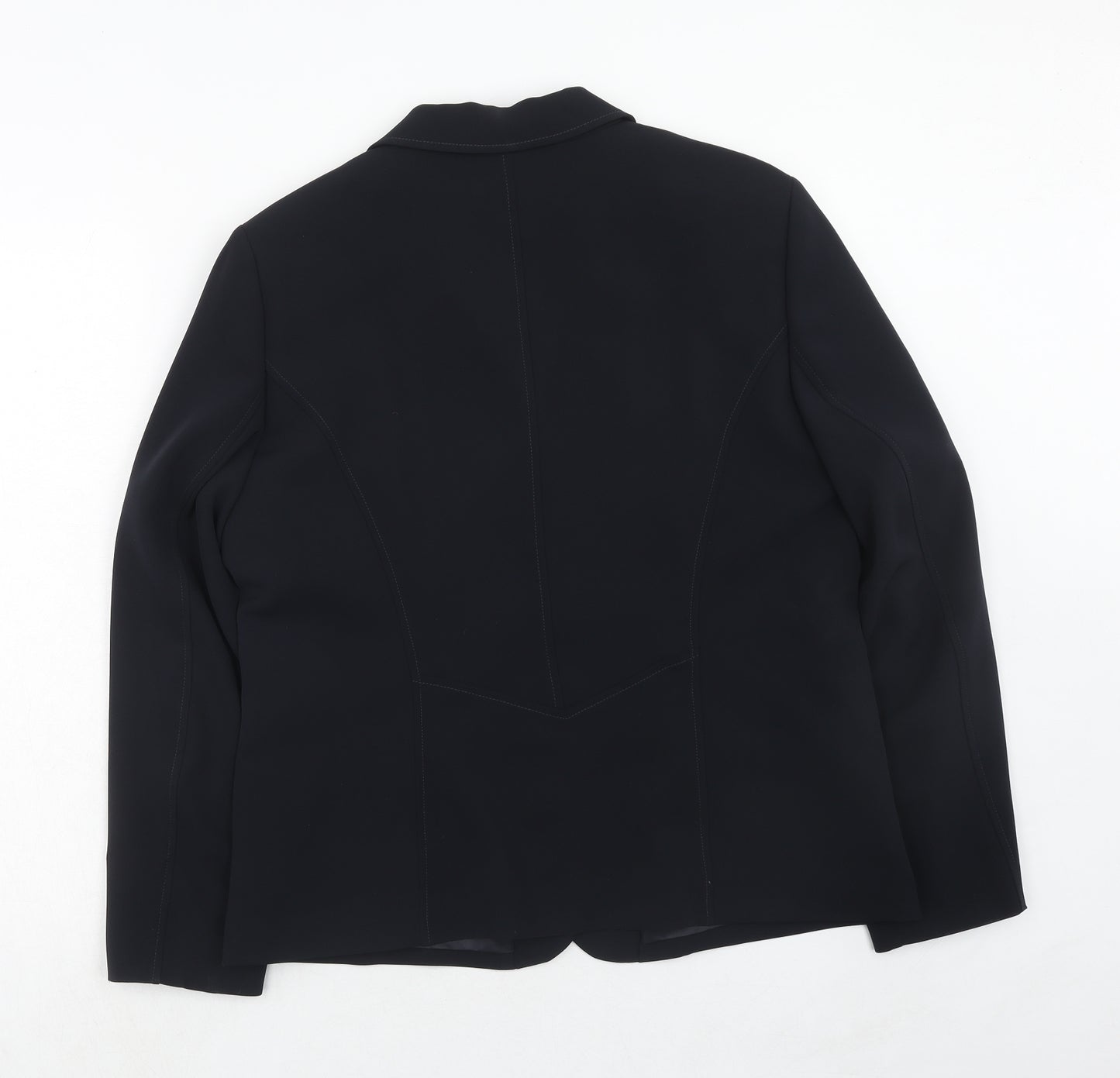 FRANK WALDER Womens Blue Polyester Jacket Suit Jacket Size 16