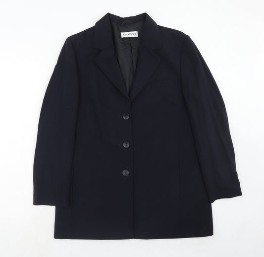 Bianca Womens Blue Polyester Jacket Suit Jacket Size 12