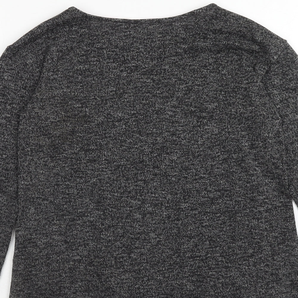 H&M Girls Grey Geometric Viscose Basic T-Shirt Size 10 Years Round Neck Pullover - Shine Bright Like a Star, 10-12 Years