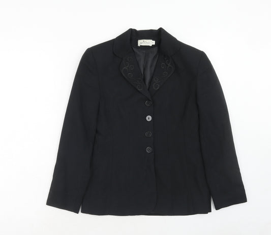 BHS Womens Black Polyester Jacket Blazer Size 8