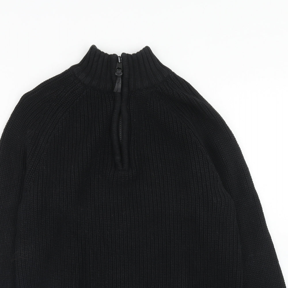 George Boys Black High Neck Cotton Pullover Jumper Size 10 Years Zip - 10-12 Years