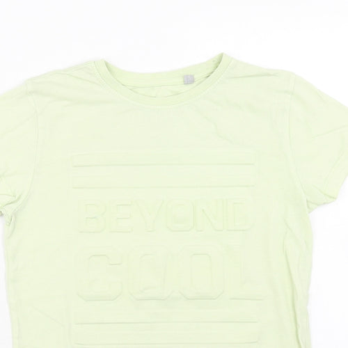 Debenhams Boys Green Cotton Basic T-Shirt Size 9-10 Years Round Neck Pullover
