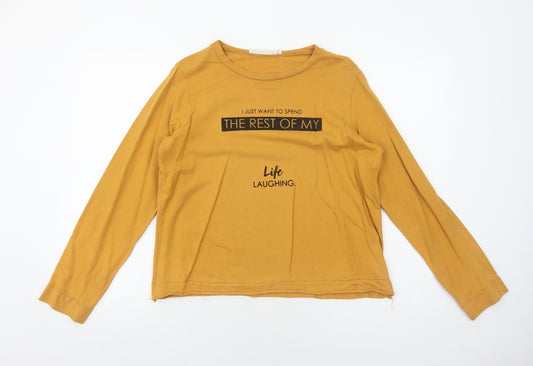 lft Womens Yellow Cotton Pullover Sweatshirt Size S Pullover