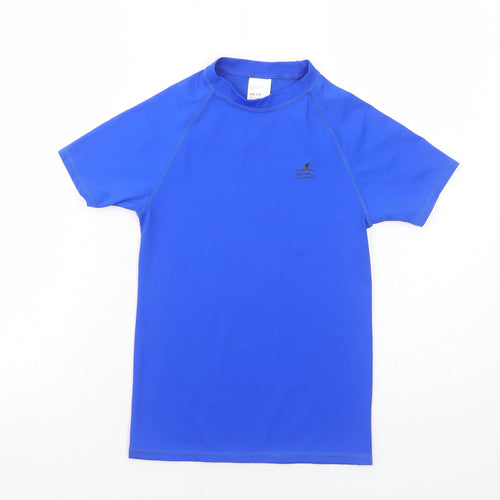 Blue Zoo Boys Blue Polyester Basic T-Shirt Size 9-10 Years Round Neck Pullover
