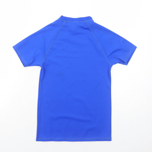 Blue Zoo Boys Blue Polyester Basic T-Shirt Size 9-10 Years Round Neck Pullover