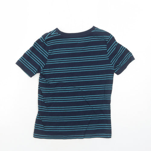 Very Boys Blue Striped Cotton Basic T-Shirt Size 6 Years Round Neck Pullover