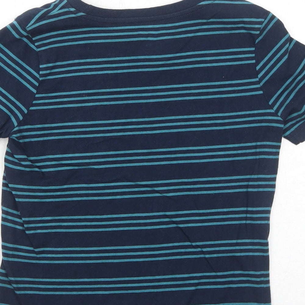 Very Boys Blue Striped Cotton Basic T-Shirt Size 6 Years Round Neck Pullover