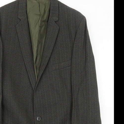 Browns Mens Grey Striped Wool Jacket Suit Jacket Size 42 Regular