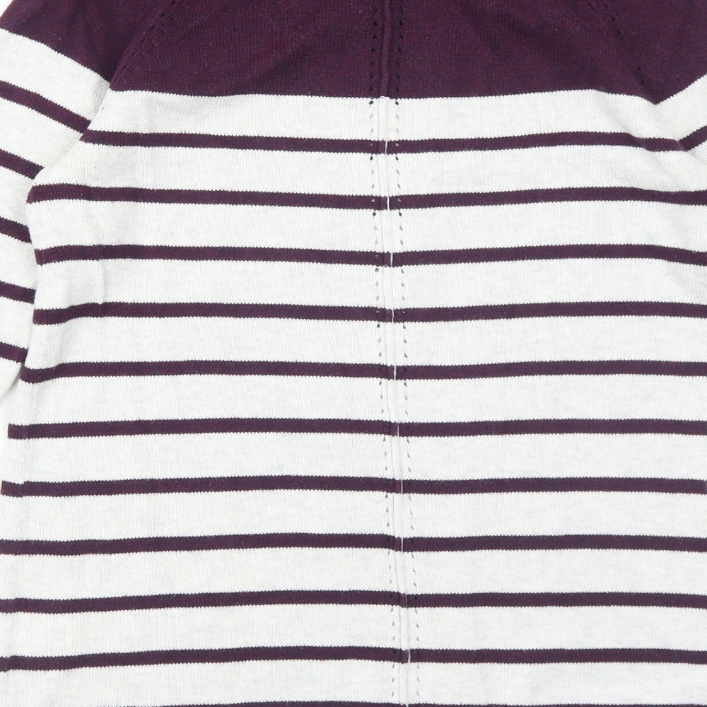 Reitmans Womens Purple Round Neck Striped Cotton Pullover Jumper Size XS