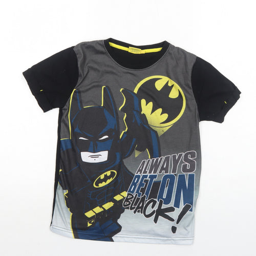 Batman Boys Black Cotton Basic T-Shirt Size 10 Years Round Neck Pullover