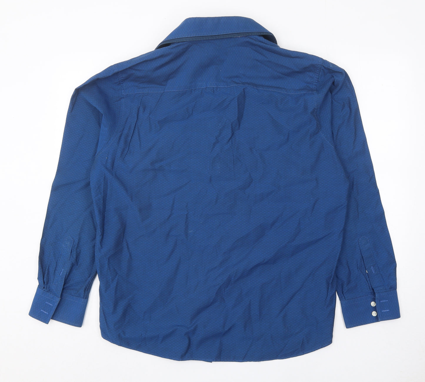 Debenhams Mens Blue Geometric Polyester Button-Up Size L Collared Button