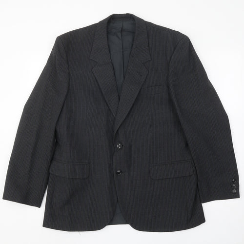 Skopes Mens Black Striped Wool Jacket Suit Jacket Size 42 Regular