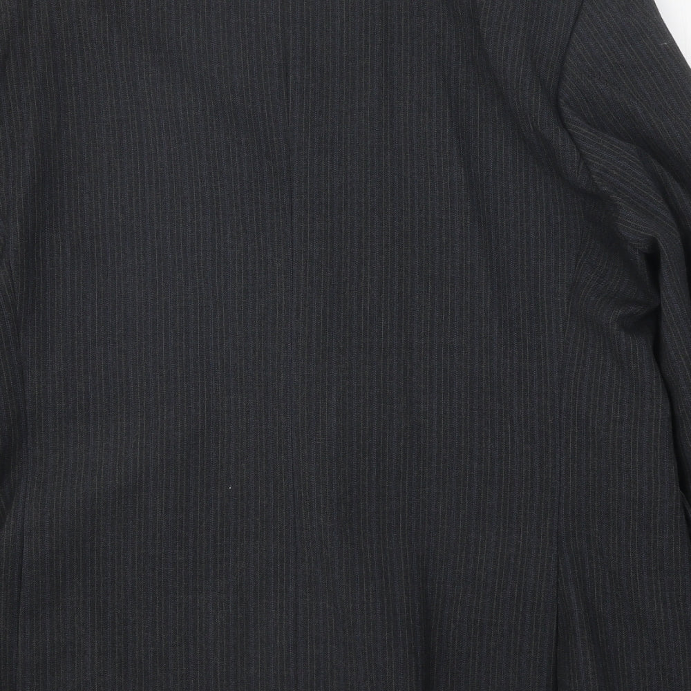 Skopes Mens Black Striped Wool Jacket Suit Jacket Size 42 Regular