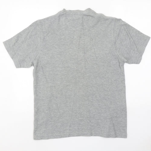 Bossini Mens Grey Cotton T-Shirt Size S V-Neck