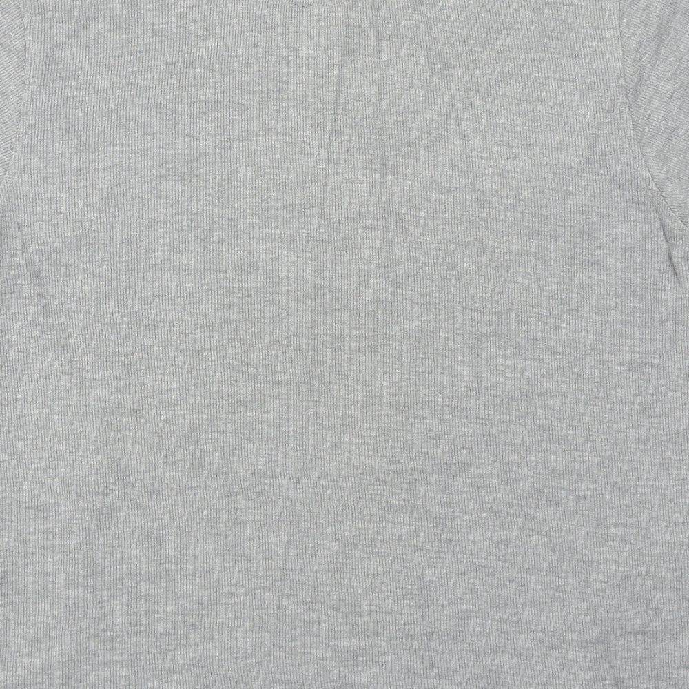 Bossini Mens Grey Cotton T-Shirt Size S V-Neck