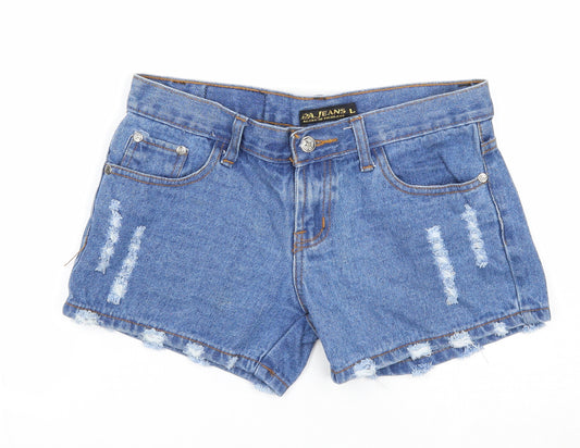 PA Jeans Womens Blue Cotton Hot Pants Shorts Size L Regular Zip