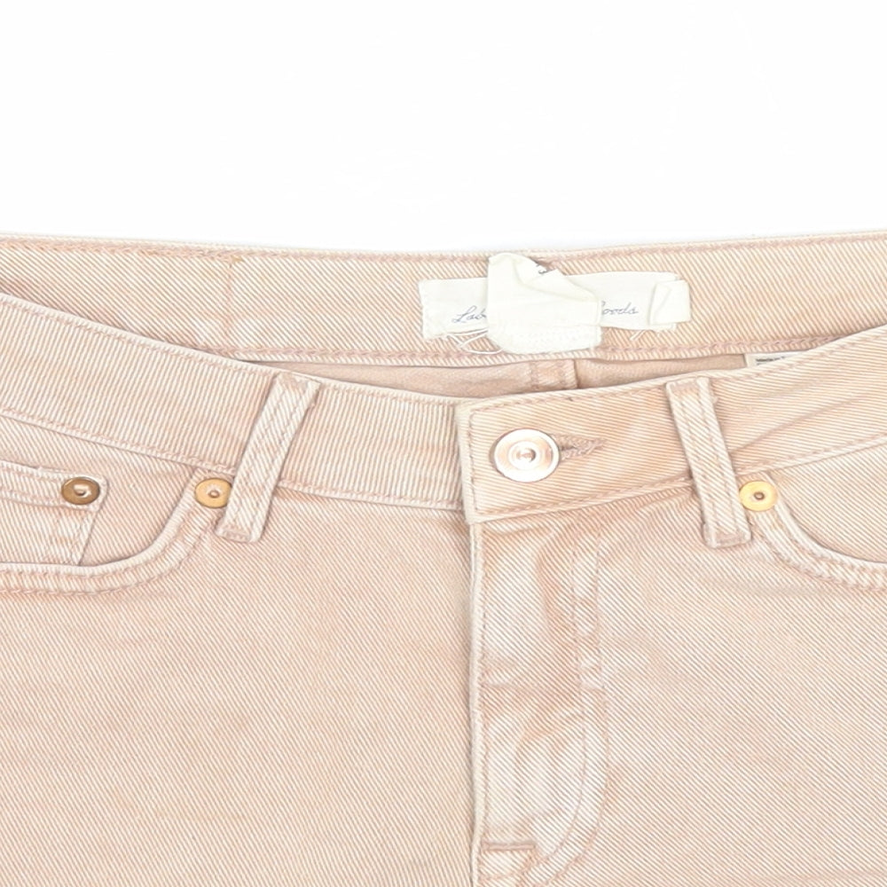 H&M Womens Beige Cotton Cut-Off Shorts Size 6 Regular Zip