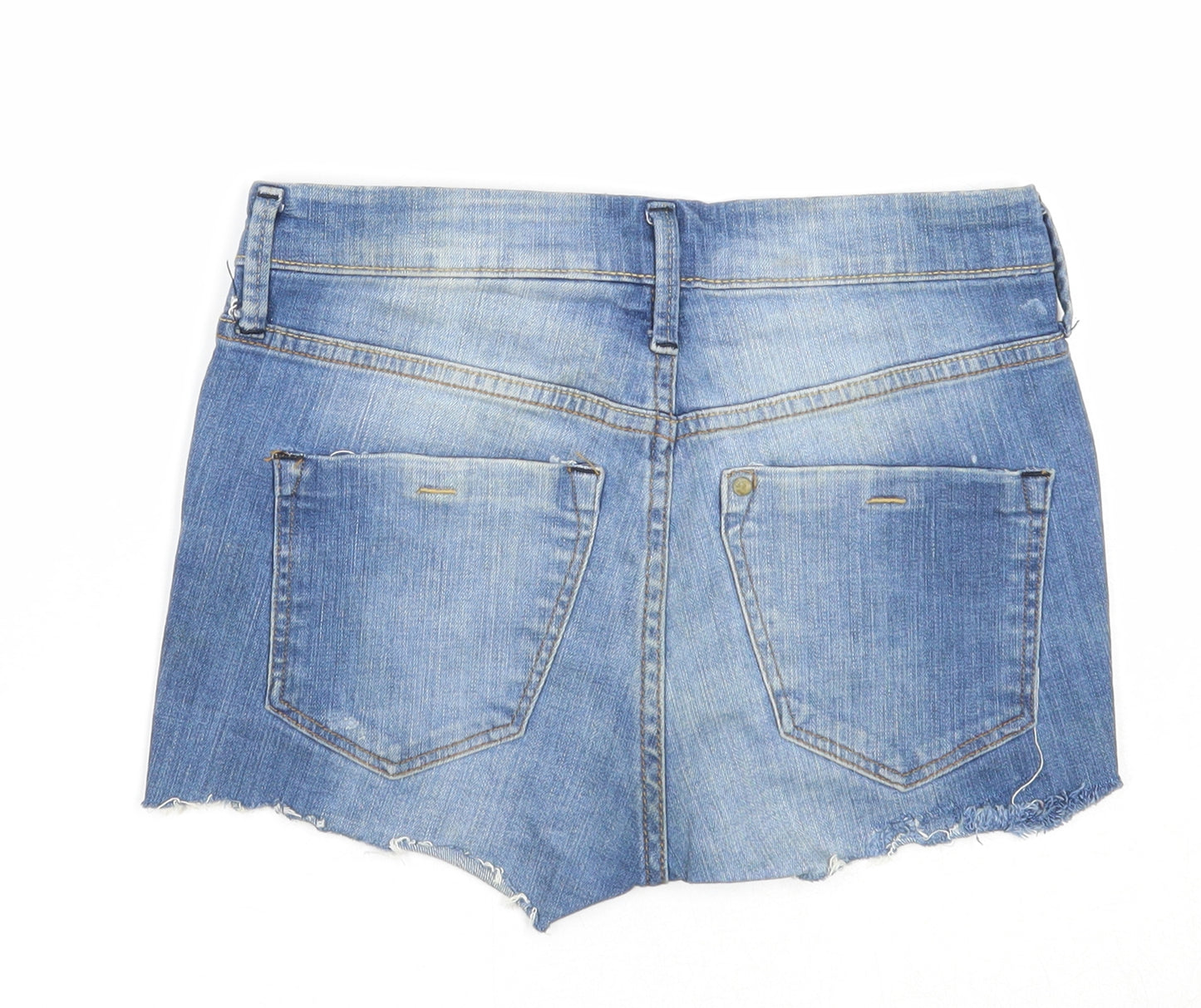 &Denim Womens Blue Cotton Cut-Off Shorts Size 4 Regular Zip