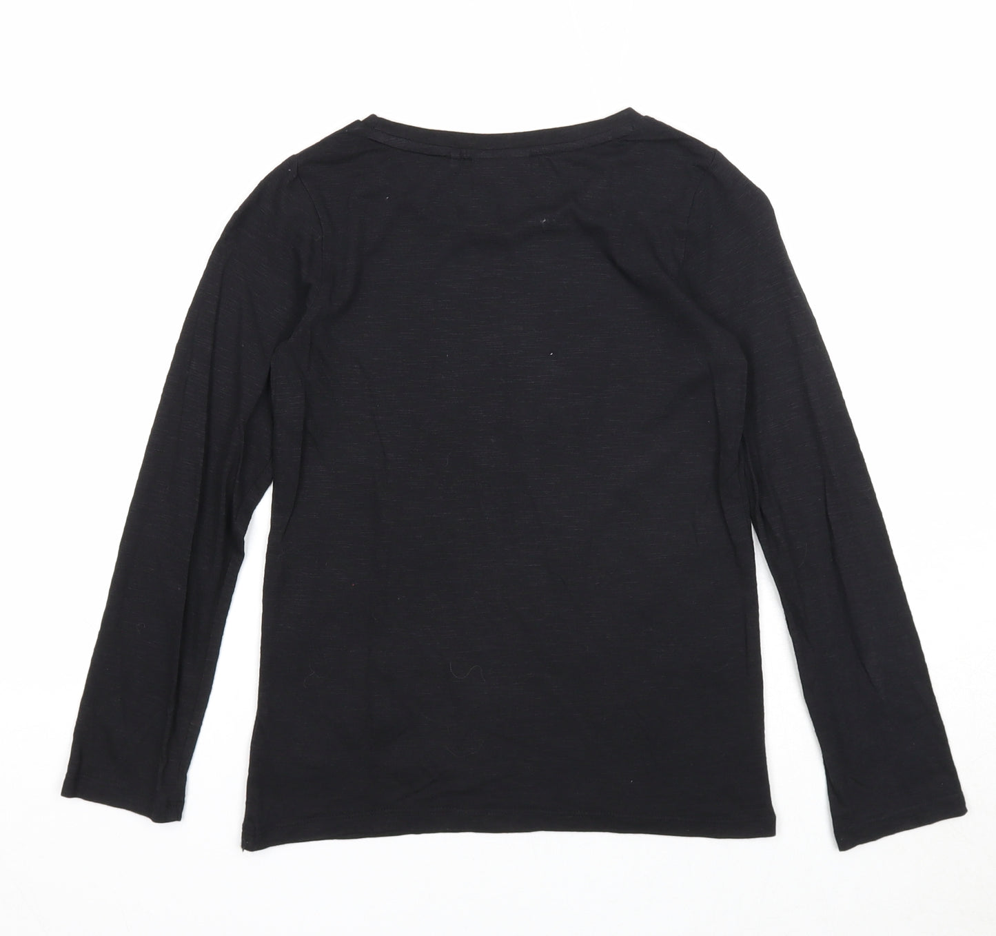 NEXT Girls Black Cotton Basic T-Shirt Size 8 Years Round Neck Pullover - Hearts