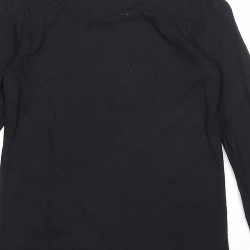 NEXT Girls Black Cotton Basic T-Shirt Size 8 Years Round Neck Pullover - Hearts