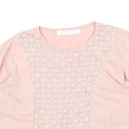 Zara Girls Pink Cotton Basic T-Shirt Size 8 Years Round Neck Pullover