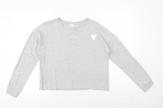 H&M Girls Grey Cotton Pullover Sweatshirt Size 14-15 Years Pullover