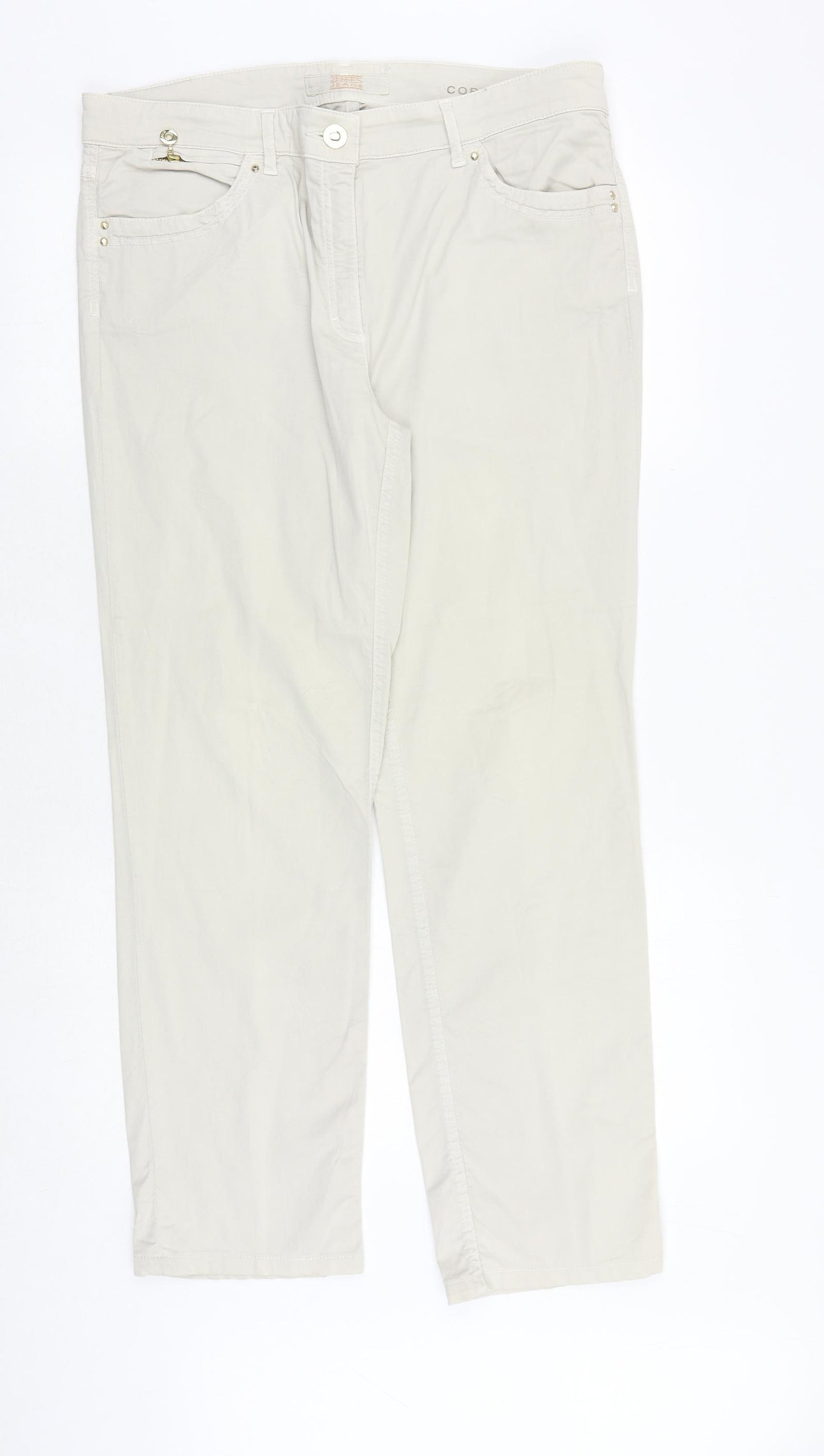 ZERRES Womens Beige Polyester Trousers Size 36 in Regular Zip