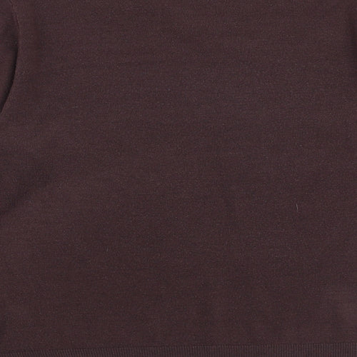 Marks and Spencer Mens Brown V-Neck Acrylic Pullover Jumper Size L Long Sleeve