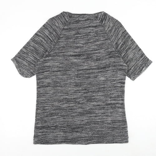 Pull&Bear Mens Grey Polyester T-Shirt Size M Round Neck
