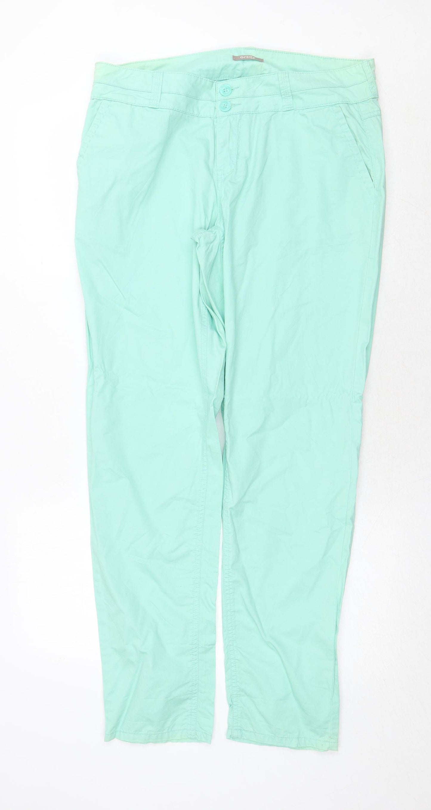 ORSAY Womens Green Cotton Trousers Size 14 Regular Zip