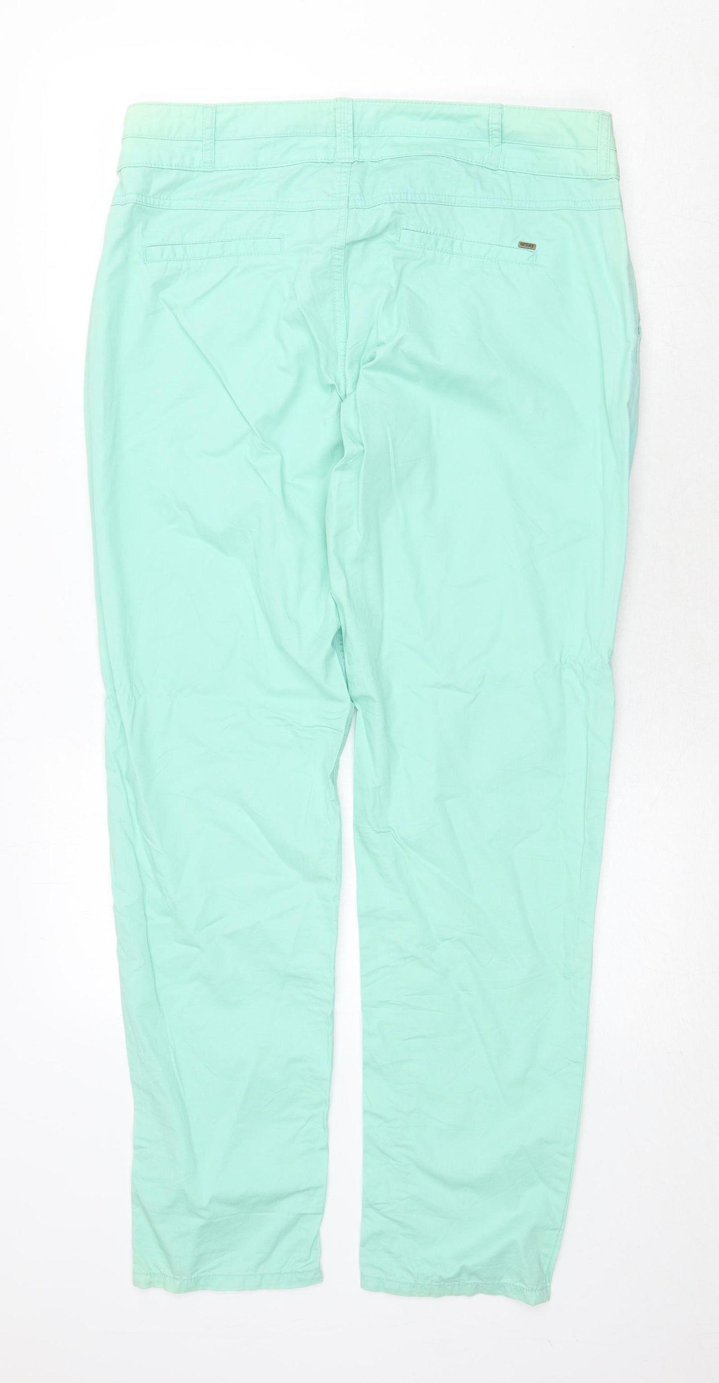 ORSAY Womens Green Cotton Trousers Size 14 Regular Zip