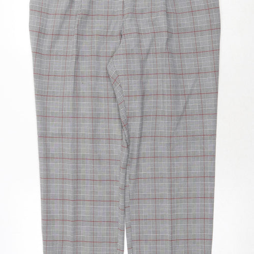 Anthology Womens Grey Plaid Polyester Trousers Size 16 Regular Zip