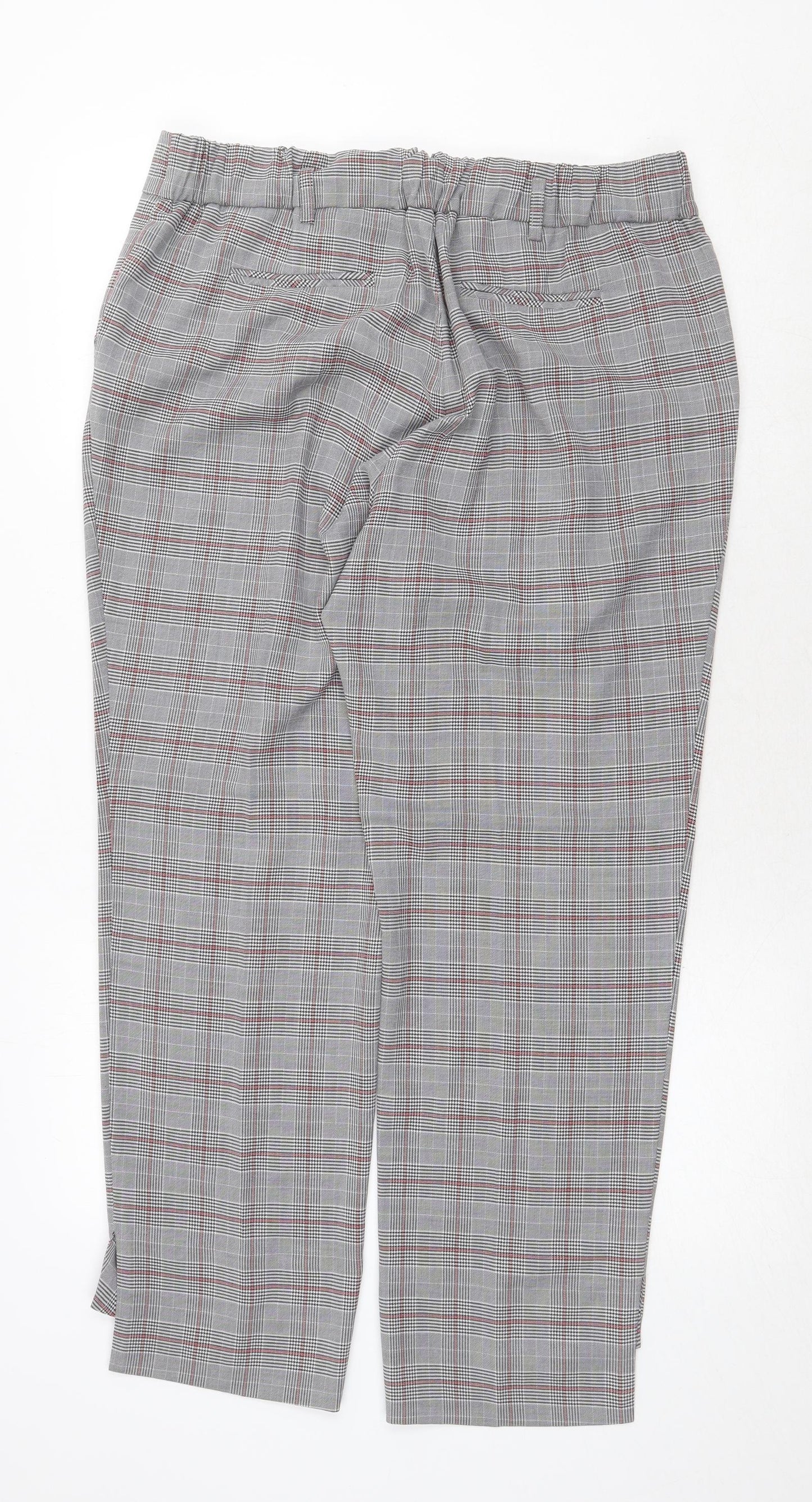 Anthology Womens Grey Plaid Polyester Trousers Size 16 Regular Zip
