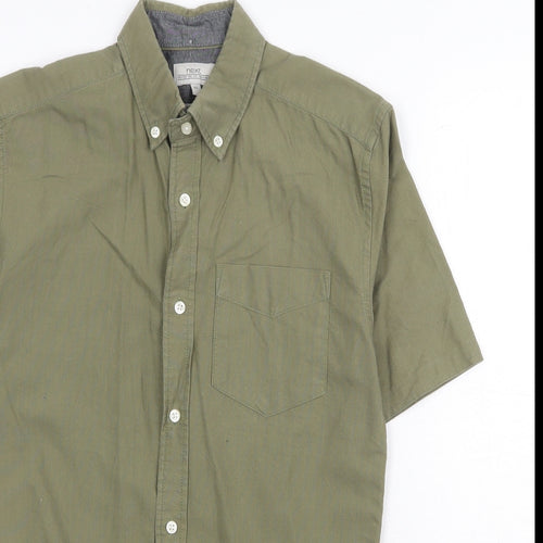 NEXT Mens Green Cotton Button-Up Size XS Collared Button