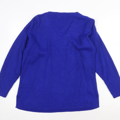 ITEMS Girls Blue V-Neck Acrylic Pullover Jumper Size 11-12 Years Pullover