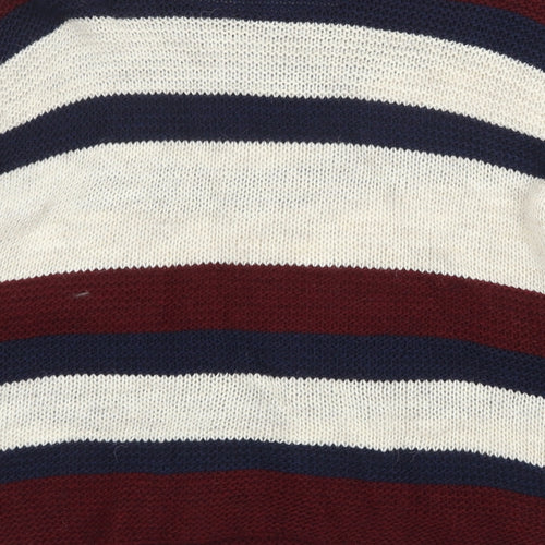 BASSINI Womens Multicoloured Round Neck Striped Acrylic Pullover Jumper Size S