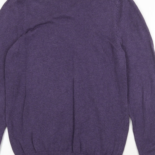 Marks and Spencer Mens Purple V-Neck Acrylic Pullover Jumper Size S Long Sleeve